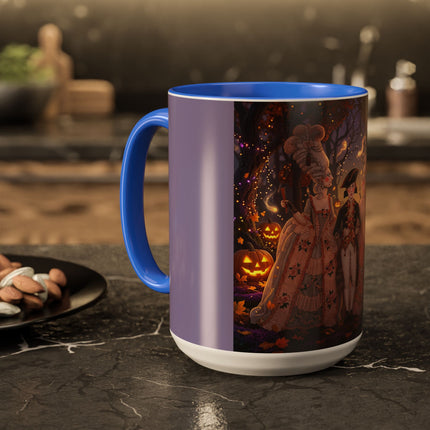 🎃🌙 The Midnight Court Of Pumpkin Grove Colorful Mug – Elegant Halloween Masquerade