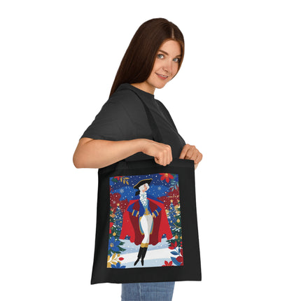 🎄🎭 The Christmas Masquerade Lady Cotton Tote Bag – Art Deco Holiday Glamour