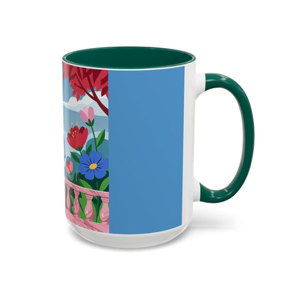 The Lady Of The Blossoming Terrace Colorful Mugs – Art Deco Floral Garden Elegance