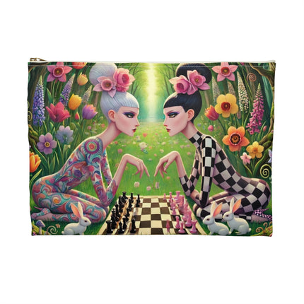 The Spring Gambit: A Fairy’s Move Flat Pouch – Whimsical Chess & Spring Magic