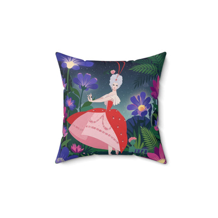 🌺✨ The Lady Of The Starlit Enchanted Garden Square Pillow – Art Deco Floral Fantasy