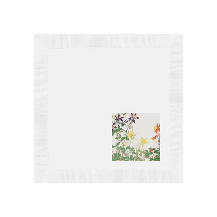 Aquilegia Flowers by Tanigami Kônan White Coined Napkins