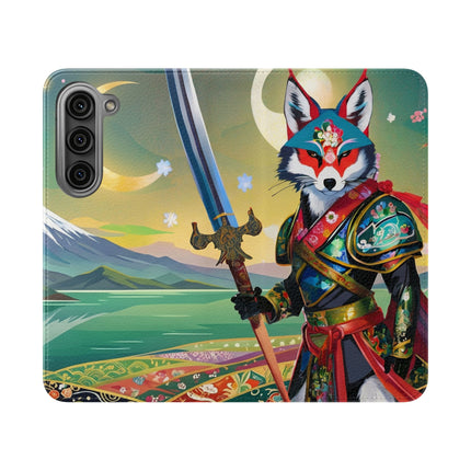 🐕⚔️ Cyberpunk Samurai Dog Flip Case – Futuristic Honor & Kitsune Spirit