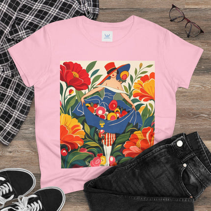 🌺🎩 The Grand Flower Market Cotton Tee – Art Deco Floral Fashion