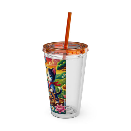 Sailor Kitten’s River Adventure Sunsplash Tumbler with Straw, 16oz