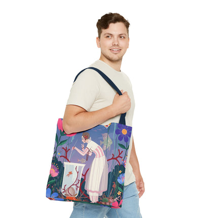 🐠🌸 The Lady Of The Enchanted Aquarium Tote Bag – Art Deco Garden Fantasy