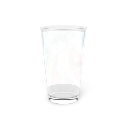 ❤️ The Lady Of The Crimson Scarf Pint Glass – Art Deco Christmas Elegance