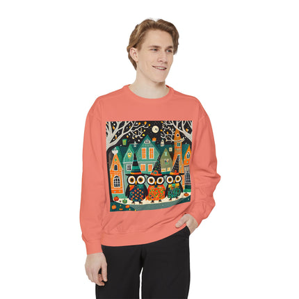Night of the Trick-or-Treating Owlets Unisex Garment-Dyed Sweatshirt