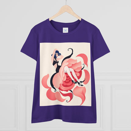 🌹🖤 The Lady Of The Blushing Rose Cotton Tee – Art Deco Fashion Illustration