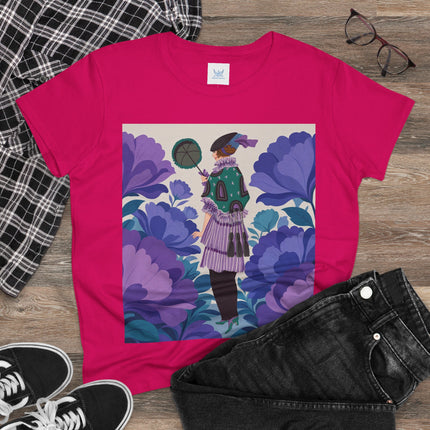 💜🌸 The Violet Garden Promenade Cotton Tee – Art Deco Floral Fashion