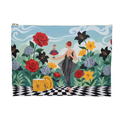 🌹🎭 The Lady Of The Little Dancer Accessory Pouch – Art Deco Floral Fantasy