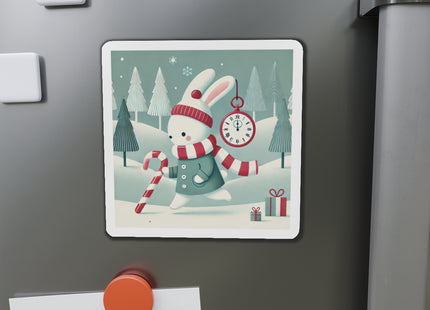 Candy Cane Timekeeper Bunny Die-Cut Magnets (5 Sizes)