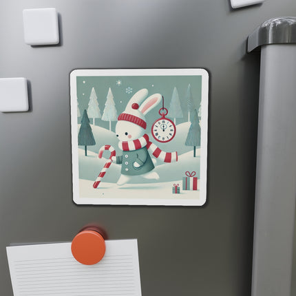 Candy Cane Timekeeper Bunny Die-Cut Magnets (5 Sizes)
