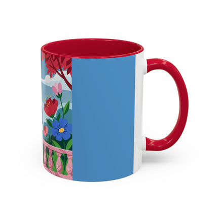 The Lady Of The Blossoming Terrace Colorful Mugs – Art Deco Floral Garden Elegance