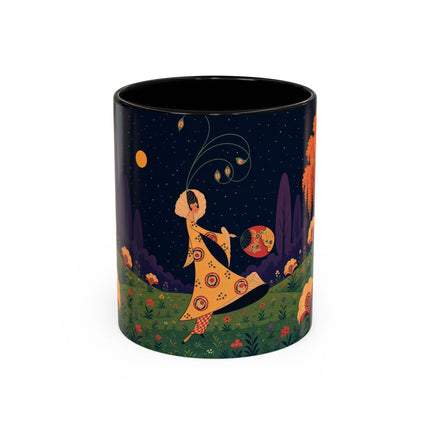🌙🌼 The Moonlit Floral Dancer Colorful Mug – Art Deco Garden Fantasy