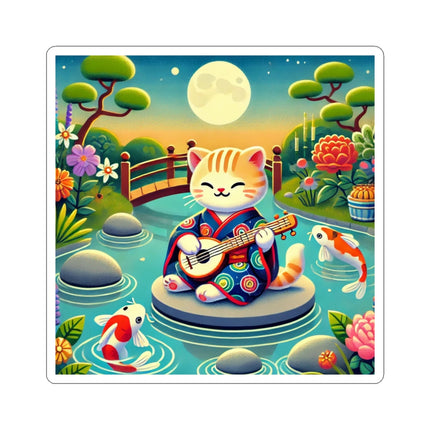 Melodic Kitten by the Koi Pond Kiss-Cut Stickers (4 Sizes)