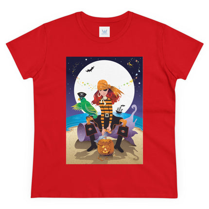 Moonlit Pirate Halloween Women's Midweight Cotton Tee
