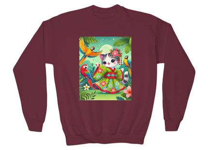 Parrot Dance of the Geisha Kitten Youth Crewneck Sweatshirt