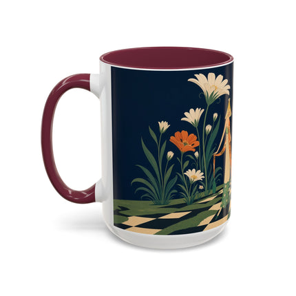 🌼🧡 The Midnight Floral Masquerade Colorful Mug – Art Deco Fashion Fantasy