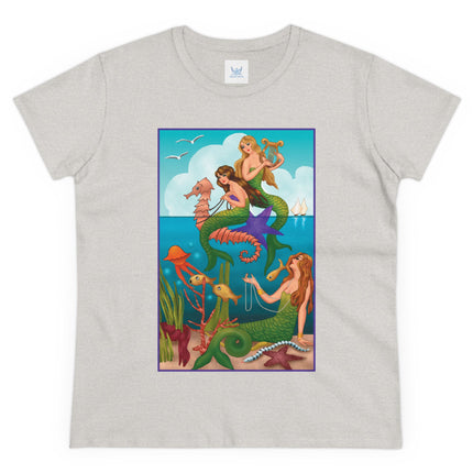 Three Mermaids with Strings of Pearls by Carlo Chiostri Women's Midweight Cotton Tee