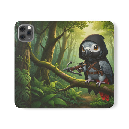 🪶🌲 The African Grey Sentinel Flip Case – Quiet Strength & Woodland Adventure