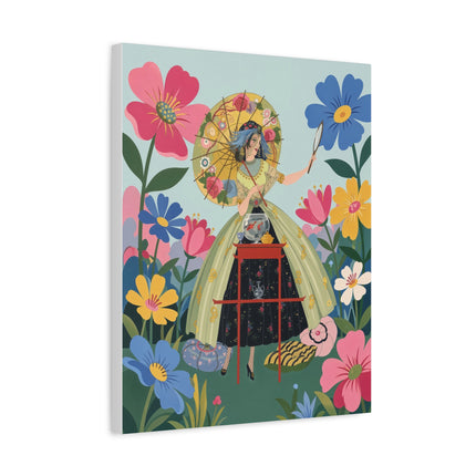 🌸🪞 The Floral Parasol Reflection Placemat – Art Deco Garden Fantasy