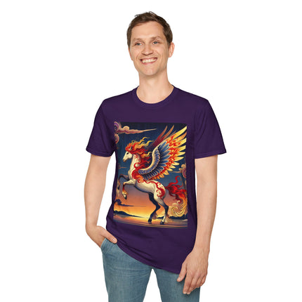 Flame-Winged Horse at Sunset Softstyle T-Shirt