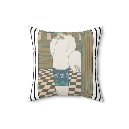 Les Hermines by Georges Lepape Spun Polyester Square Pillow