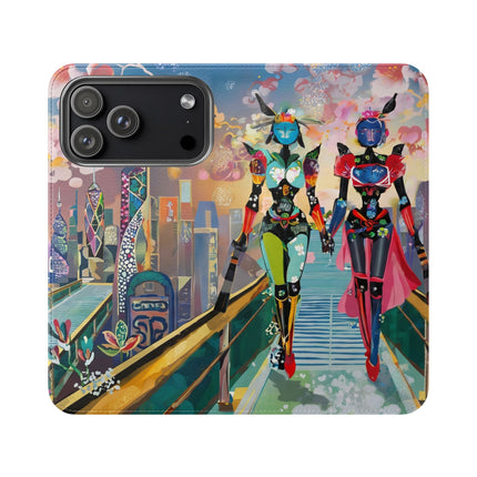 🤖🌆 Cyber Punk Robot Models Flip Case – Futuristic Fashion & Neon Elegance