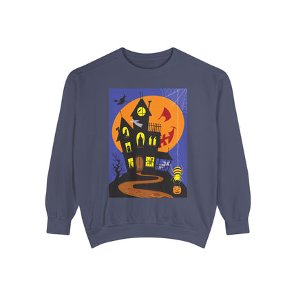 Halloween Night at the Haunted House Unisex Garment-Dyed Sweatshirt