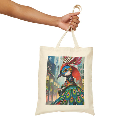 Techno Plumes Cotton Canvas Tote Bag