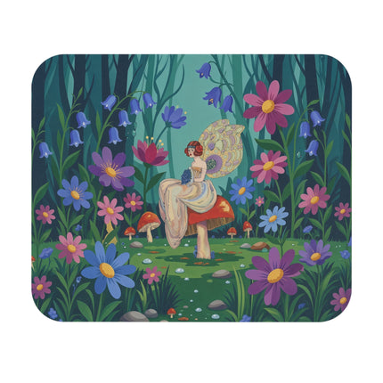 🍄🌸 The Lady Of The Enchanted Mushroom Garden Mouse Pad – Art Deco Floral Fantasy