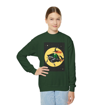 A Witch’s Moonlit Flight Youth Crewneck Sweatshirt
