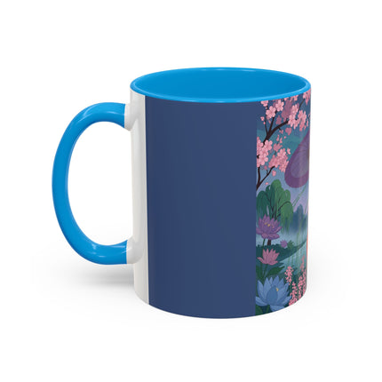 The Lady Of The Cherry Blossoms Colorful Mugs – Art Deco Spring Elegance