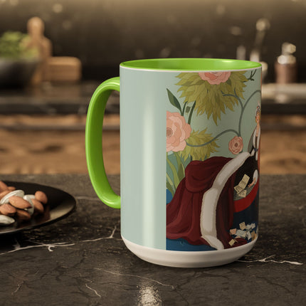 The Lady Of The Scarlet Chaise Colorful Mugs – Art Deco Romantic Elegance