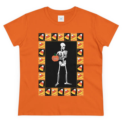 Candy Corn Skeleton Women's Midweight Cotton Tee