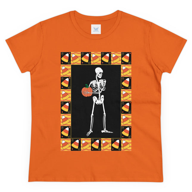 Candy Corn Skeleton Women's Midweight Cotton Tee