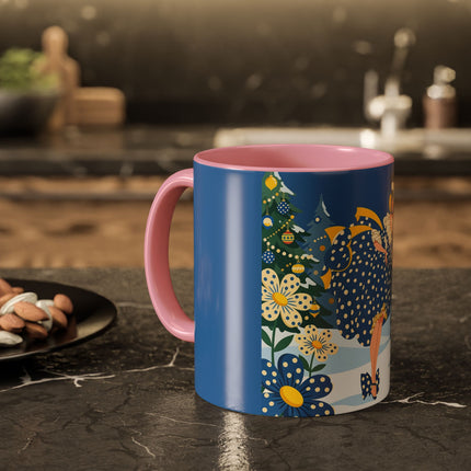 💙🌼 The Bluebell Christmas Promenade Colorful Mug – Art Deco Holiday Fantasy