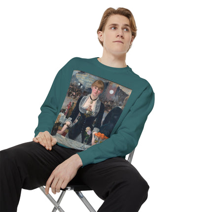 A Bar at the Folies-Bergère by Edouard Manet Unisex Garment-Dyed Sweatshirt