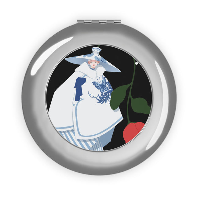 Blue & White Porcelain Geisha Compact Mirror – Quiet Elegance & Timeless Grace