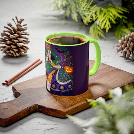🎭🎃 The Masquerade Beneath The Pumpkin Lantern Colorful Mug – Theatrical Halloween Charm