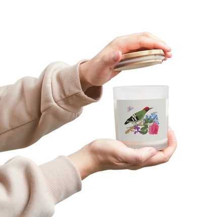 Woodpecker & Rose Frosted Glass Candle