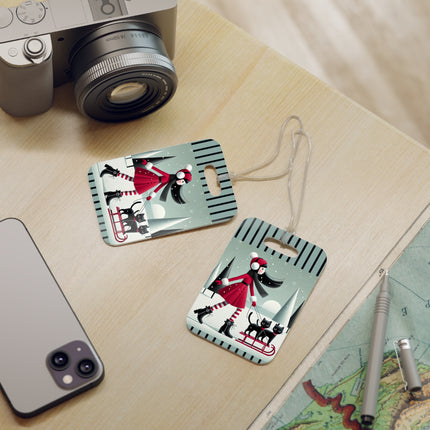 Red Sled & Curious Cats Luggage Tag