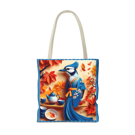 Blue Jay at an Autumn Tea Ceremony Tote Bag (AOP)