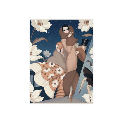 🌙🌸 The Midnight Magnolia Masquerade Ceramic Tile – Art Deco Evening Elegance