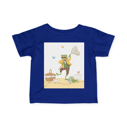 🐸🦋 The Little Butterfly Chasing Frog Infant Fine Jersey Tee – Whimsical Woodland Charm