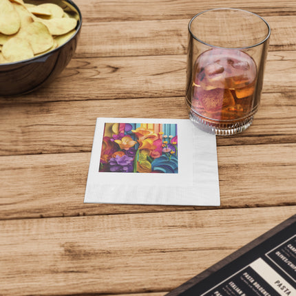 The Graceful Freesia White Coined Napkins