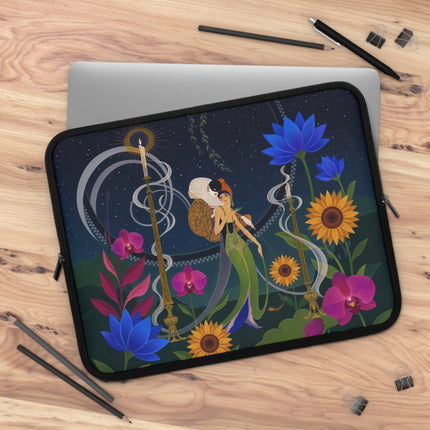 🌙🌻 The Lady Of The Midnight Garden Laptop Sleeve – Art Deco Floral Fantasy