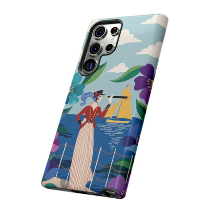 🌊🔭 The Lady Of The Seaside Lookout Phone Case – Art Deco Nautical Adventure