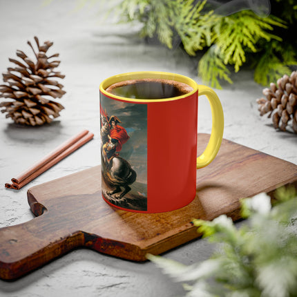 Napoleon Crossing the Alps by Jacques-Louis David Colorful Mugs (11oz, 15oz)